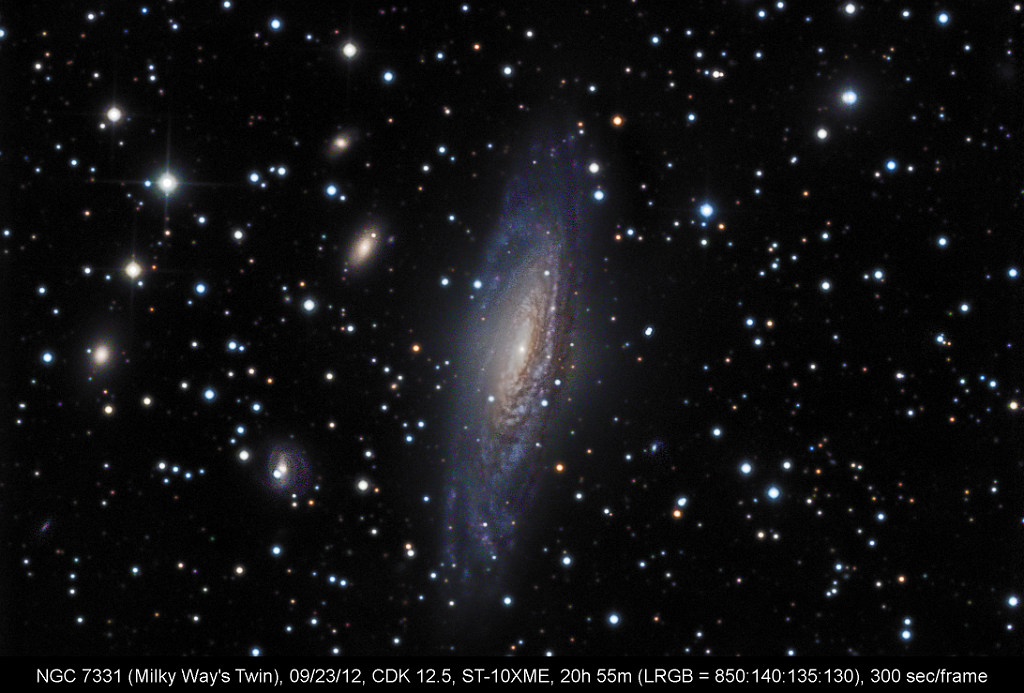 26 NGC 7331 (Spiral Galaxy in Pegasus).png - This is one of my favorite pictures.  It has almost 21 hours of exposure time, something that would have been impossible if I had done it manually.